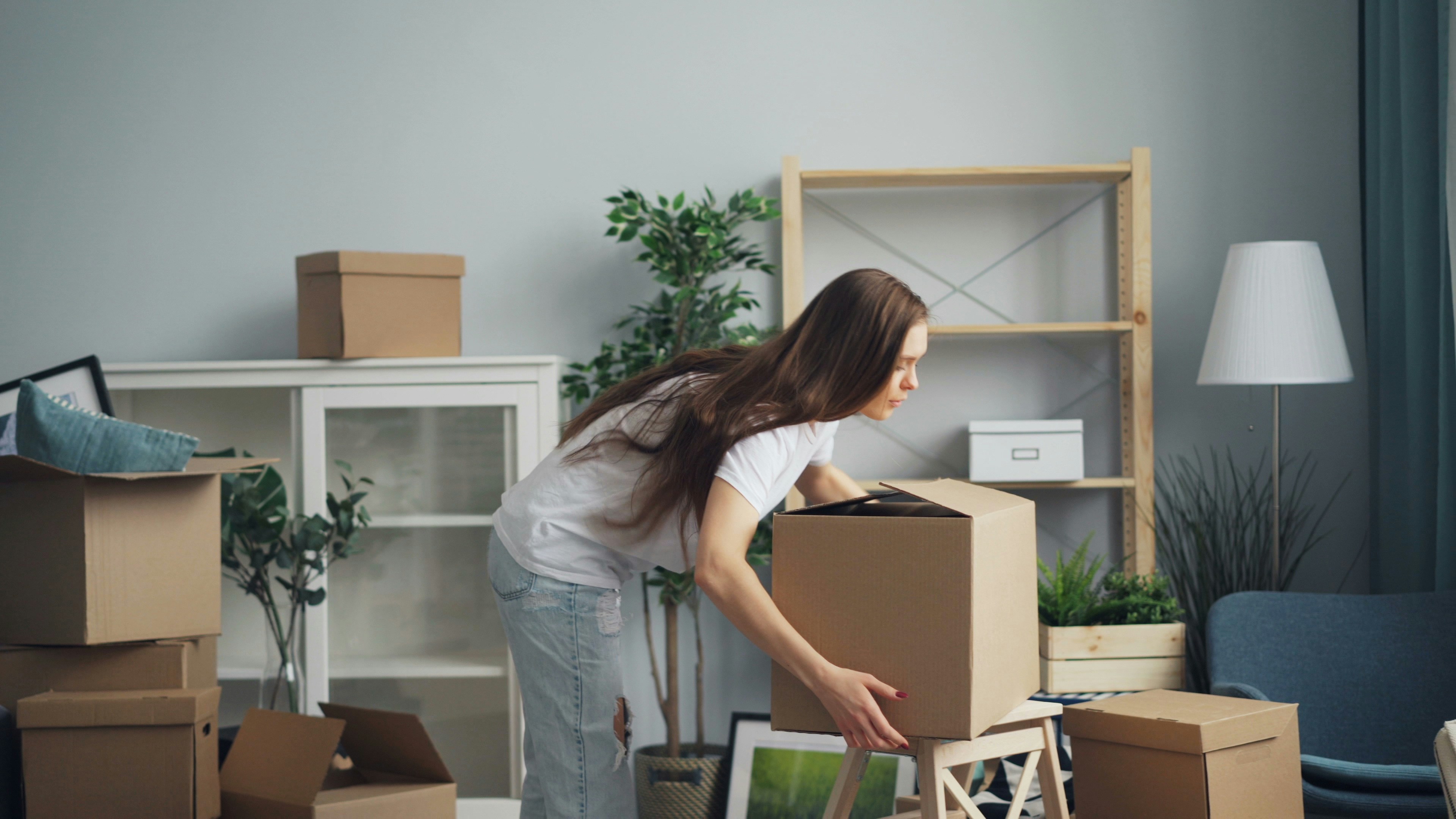 Cardboard moving boxes packed and ready